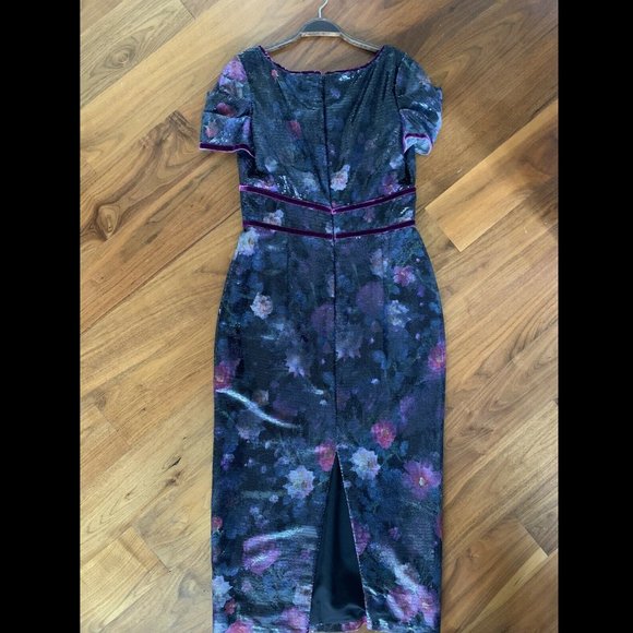 SALE Marchesa Notte Cap Sleeve Sequin Floral Dress NWOT - Picture 10 of 11